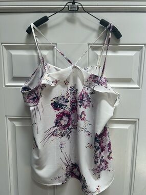 Maurices White Floral Ruffle Cold-Shoulder Camisole
